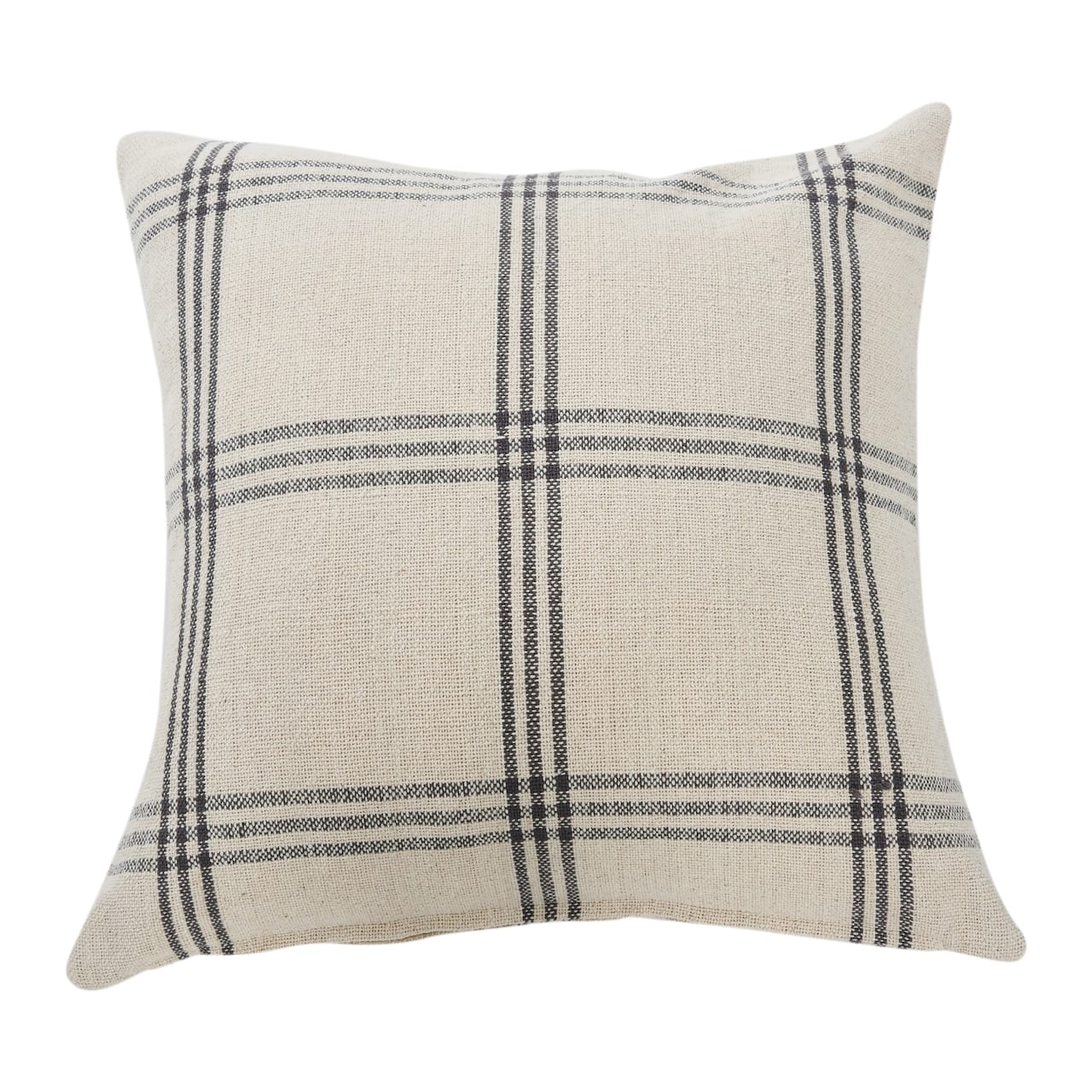 Hello Honey® 20'' Square Gray Plaid Cotton Pillow Cover